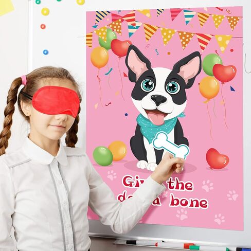 Hxezoc 48 Pieces Pin The Bone on The Dog Party Game - Large Poster for Kids Birthday, Carnival Party Supplies in Saudi Arabia
