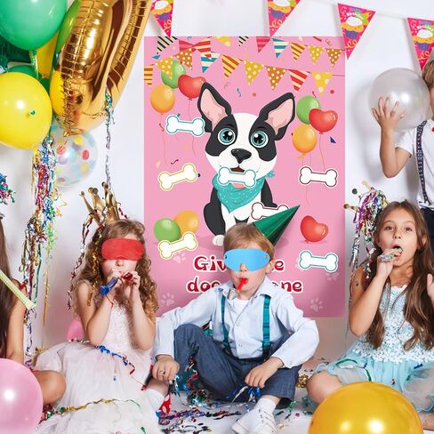 Hxezoc 48 Pieces Pin The Bone on The Dog Party Game - Large Poster for Kids Birthday, Carnival Party Supplies in Saudi Arabia