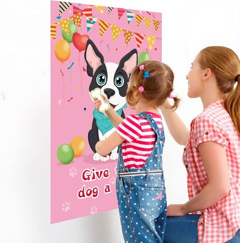 Hxezoc 48 Pieces Pin The Bone on The Dog Party Game - Large Poster for Kids Birthday, Carnival Party Supplies in Saudi Arabia