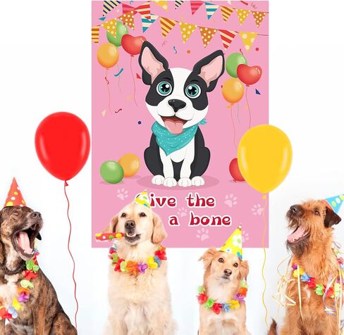 Hxezoc 48 Pieces Pin The Bone on The Dog Party Game - Large Poster for Kids Birthday, Carnival Party Supplies in Saudi Arabia