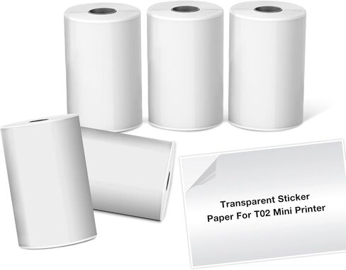 White self-adhesive thermal paper (50mm x 3.5m, 5 rolls) Compatible for Phomemo M02/T02/P2S/M03/M04S & Vretti TP2/TP6 printers. Glossy printable sticker paper, suitable for notes, lists, and stickers in Kuwait