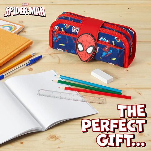 Marvel Spiderman Pencil Case with Cute Detachable Zipper Pouch including Ball Point Pen Pencil Eraser Ruler and Fun Colored Pencils Stationery Gifts for Kids in Saudi Arabia