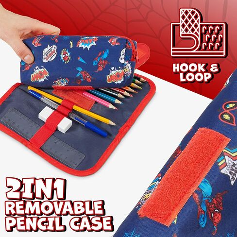 Marvel Spiderman Pencil Case with Cute Detachable Zipper Pouch including Ball Point Pen Pencil Eraser Ruler and Fun Colored Pencils Stationery Gifts for Kids in Saudi Arabia