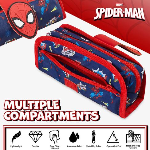 Marvel Spiderman Pencil Case with Cute Detachable Zipper Pouch including Ball Point Pen Pencil Eraser Ruler and Fun Colored Pencils Stationery Gifts for Kids in Saudi Arabia