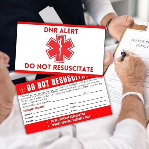 DNR Do Not Resuscitate Plastic Wallet Sized Card 5pk 2x3.5" ICE Emergency Contact Elderly Instructions Quick Reference Red for EMT Medical Personnel Directive in Saudi Arabia