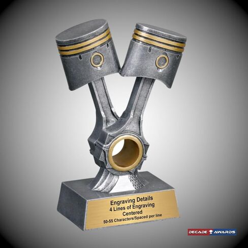 Double Piston Trophy - Custom Engraved Automotive Award - Mechanic Recognition - Customize Now - Decade Awards (8.25 Inch Tall) in Saudi Arabia