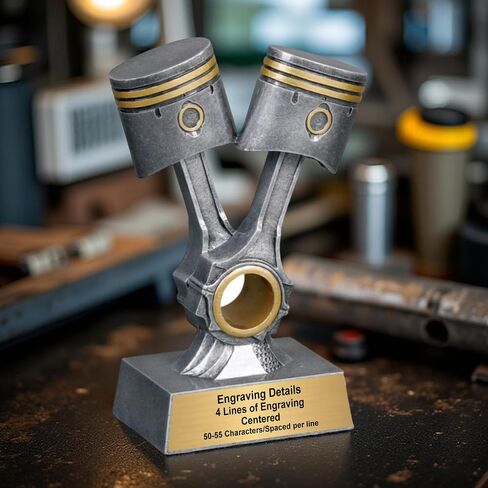 Double Piston Trophy - Custom Engraved Automotive Award - Mechanic Recognition - Customize Now - Decade Awards (8.25 Inch Tall) in Saudi Arabia