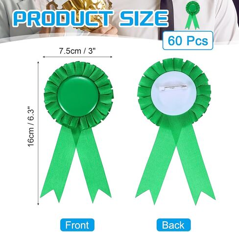 PATIKIL 60 Pcs Award Ribbons, 1st, 2nd, 3rd Place Winner Recognition Ribbon Blank Prize Ribbons Participation Medal Ribbons for Competition Sports Event, Green in Kuwait