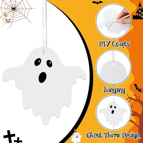 Motipuns 60 PCS Ghost Crafts Halloween Ghost Scratch Paper Card Kits Braf in Saudi Arabia