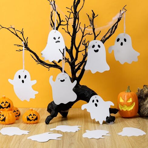 Motipuns 60 PCS Ghost Crafts Halloween Ghost Scratch Paper Card Kits Braf in Saudi Arabia