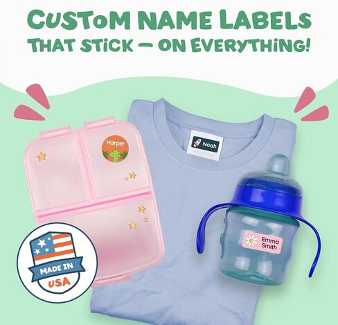 TagBuddy® Personalized Daycare Name Labels for Kids [50pcs] - ملصقات الأسماء المقاومة للماء للمدرسة وزجاجات الأطفال والملابس - ملصقات الأسماء المخصصة - عصا قابلة للغسل على الملصقات (أحجام مختلفة) in Saudi Arabia