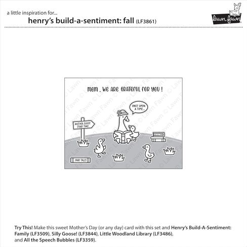 Lawn Fawn LF3861 Henry's Build-A-Sentiment: Fall 4X6 Clear Stamp Set in Saudi Arabia
