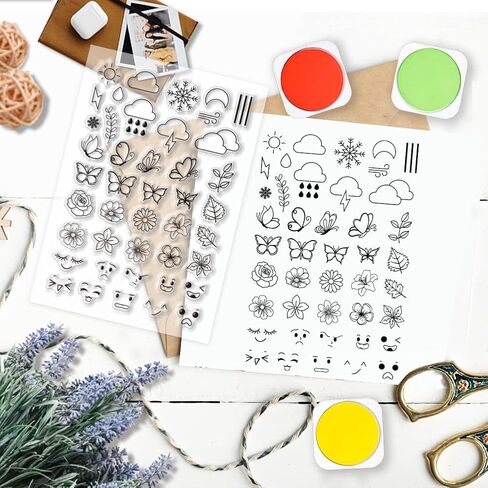 PH PandaHall Journal Clear Stamp Flowers Leaves Silicone Stamp Butterfly Transparent Stamps Weather Rubber Stamps for Journaling Card Making DIY Craft Calendar Scrapbooking Notebook in Saudi Arabia