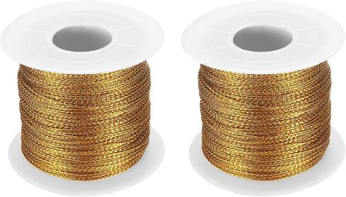 HARFINGTON Metallic Cord Set 1mm 109 Yards Metallic Ornament String Durable Tinsel Rope Thread for Crafts Gift Wrapping Christmas Decoration Hanging Tags Sewing Gift, White in Saudi Arabia