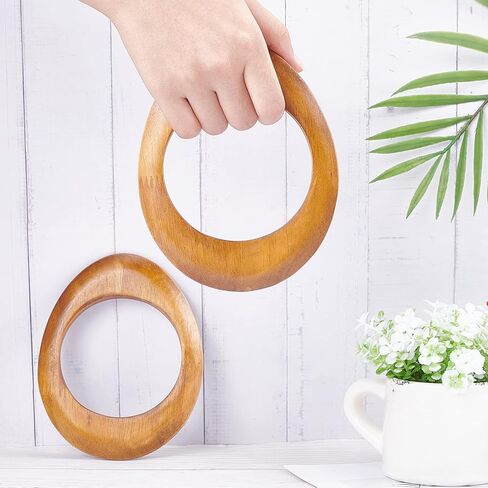 حقيبة Wadorn Wooden Retro Bases Woodles Natural Wood Diy Macrame Bag Bag Bagenge على شكل بيضاوي على شكل حقيبة محفظة ، حقيبة شاطئية ، حقيبة من القش ، كيس من القماش يدويًا 2pcs (بني) in Saudi Arabia