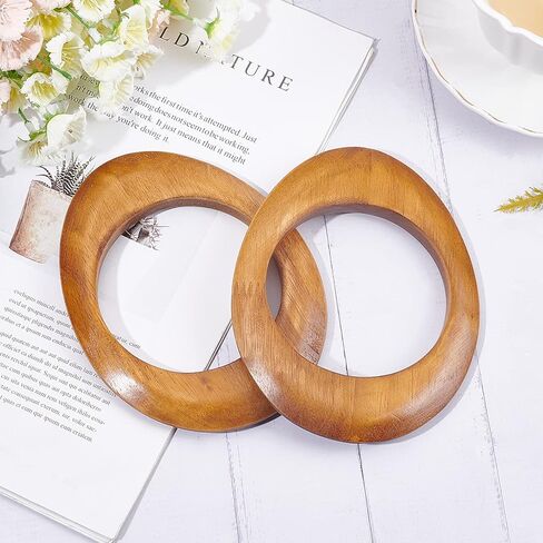 حقيبة Wadorn Wooden Retro Bases Woodles Natural Wood Diy Macrame Bag Bag Bagenge على شكل بيضاوي على شكل حقيبة محفظة ، حقيبة شاطئية ، حقيبة من القش ، كيس من القماش يدويًا 2pcs (بني) in Saudi Arabia