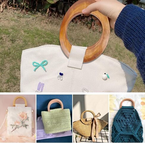 حقيبة Wadorn Wooden Retro Bases Woodles Natural Wood Diy Macrame Bag Bag Bagenge على شكل بيضاوي على شكل حقيبة محفظة ، حقيبة شاطئية ، حقيبة من القش ، كيس من القماش يدويًا 2pcs (بني) in Saudi Arabia