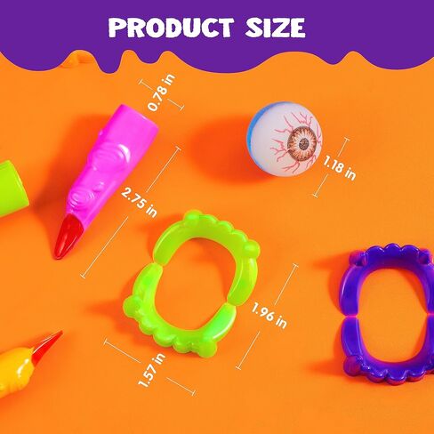 JOYIN 72 PCS Halloween Party Favors Game Toy Gifts-Scary Eyeballs, Witch Fingers and Vampire Teeth Set for Kids Child Trick or Treat Party Supplies, Gift Exchange, Halloween Carnival Game Prizes in Saudi Arabia
