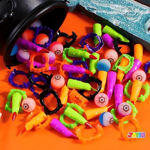 JOYIN 72 PCS Halloween Party Favors Game Toy Gifts-Scary Eyeballs, Witch Fingers and Vampire Teeth Set for Kids Child Trick or Treat Party Supplies, Gift Exchange, Halloween Carnival Game Prizes in Saudi Arabia