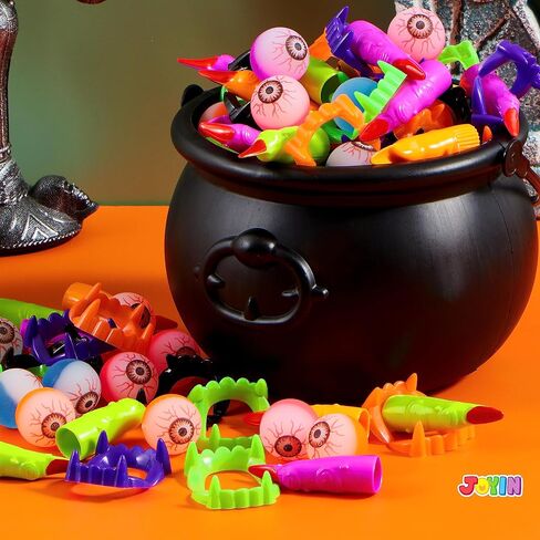 JOYIN 72 PCS Halloween Party Favors Game Toy Gifts-Scary Eyeballs, Witch Fingers and Vampire Teeth Set for Kids Child Trick or Treat Party Supplies, Gift Exchange, Halloween Carnival Game Prizes in Saudi Arabia