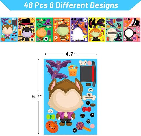 Ceiba Tree 48 Pcs Make Your Own Halloween Sticker Sheets for Kids Home Classroom Party Favor Games Art Craft School Rewards in Saudi Arabia