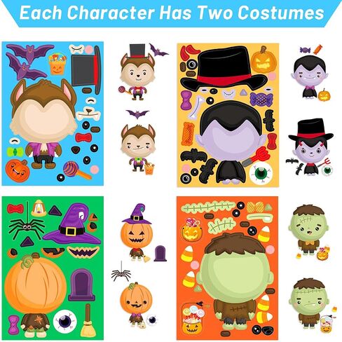 Ceiba Tree 48 Pcs Make Your Own Halloween Sticker Sheets for Kids Home Classroom Party Favor Games Art Craft School Rewards in Saudi Arabia