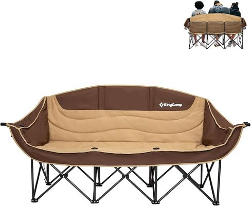KingCamp Double Camping Chair, Outdoor Folding Loveseat Camping Chair for 2 Person, Extra Large Heavy Duty Camping Couch for Campsites, Soccer Games, Backyard with Cup Holder Arm Rest, Support 600 LBS in Saudi Arabia