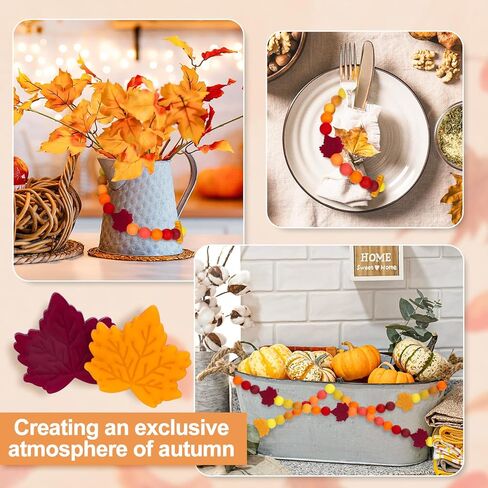 110Pcs Fall Silicone Beads Maple Leaf Focal Beads Autumn Warm Colors Round Spacer Bead Mix Color Bulk Bead for DIY Crafts Jewelry Necklaces Bracelets Keychain Making in Saudi Arabia