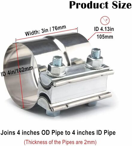 2" Exhaust Clamp, Lap Joint Brand Clamp Stainless Steel OD 2" Pipe to ID 2" Pipe in Kuwait