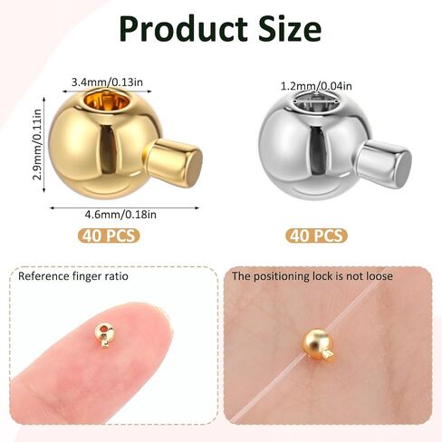 80 Pcs Gold Silver Round Crimp Beads for Jewelry Making Brass Metal Round Crimp-Bead Gold Silver Spacer-Beads for DIY Bracelet Jewelry Making (Gold and Silver) in Saudi Arabia