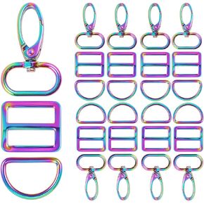أجهزة محفظة البقمر لصنع حقيبة 1 1/2 بوصة D حلقة 18 PCS الذهب دوارة المشبك Snap Hooks Tri Glide Slide Buckles for Strap Follar Cog Conflar Supplies in Kuwait