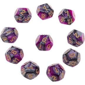 مجموعة من 10 D12 Polyhedron Dice للعبة D&D TRPG - الزهر المحمول الوزن مع ألوان مزدوجة للمشغلات على الطاولة و Wargames - مجموعة نرد 12 من الجوانب - 18 ملم ، الأرجواني+الأزرق in Kuwait