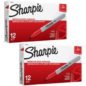 Sharpie 30002 Red Point Point Dertic Marker ، 12 علامة لكل صندوق ، حزمة من 2 ، 24 المجموع in Kuwait