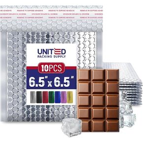 Metallic Thermal Silver Bubble Mailers 6.5x6.5 Inch Padded Poly Insulated Shipping Envelopes with Self Seal Adhesive, Waterproof and Durable for Small Business, Mailing & Gift Packaging (Pack of 10) in Saudi Arabia