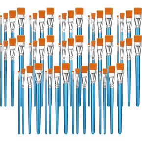60 Pcs Paint Brush Set Bulk Acrylic Brush Wood Paint for Detail Art Crafts Kids Artist Adult Watercolor Oil Face Body(1, 0.75, 0.5, 0.25 Inch,Flat Style) in Saudi Arabia