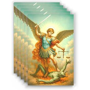 Shepherd's Grace 5-Pack Laminated Saint Michael the Archangel Prayer Cards – Catholic Holy Cards with Traditional Prayer & Iconic Artwork – Sturdy Convenient Devotional Size Keepsakes in Saudi Arabia