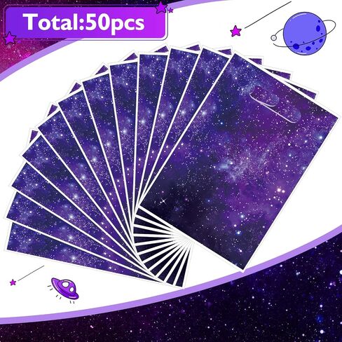 CTOSREE 50 PCS Galaxy Party Parts Favors Starry Purple Galaxy Caldy Favore Passs Plastic for Goodies تعامل الهدية إلى الحفلات الفضائية الخارجية ديكور عيد ميلاد تحت عنوان 6.69 × 9.84 في in Kuwait