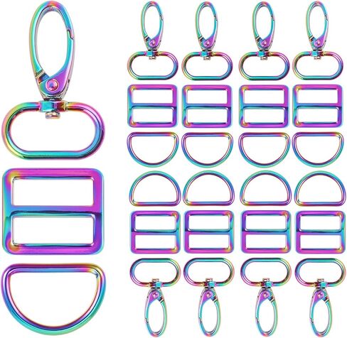 أجهزة محفظة البقمر لصنع حقيبة 1 1/2 بوصة D حلقة 18 PCS الذهب دوارة المشبك Snap Hooks Tri Glide Slide Buckles for Strap Follar Cog Conflar Supplies in Kuwait