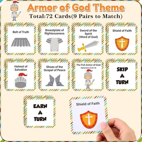 ألعاب Armor of God Memory مطابقة اللعبة المسيحية تركيز الكتاب المقدس بطاقة الذاكرة البطاقات الدينية التعليمية لقضاء العطلات أنشطة الفصول الدراسية للمدرسة الأسرة لم شمل اللوازم الحفلات in Saudi Arabia