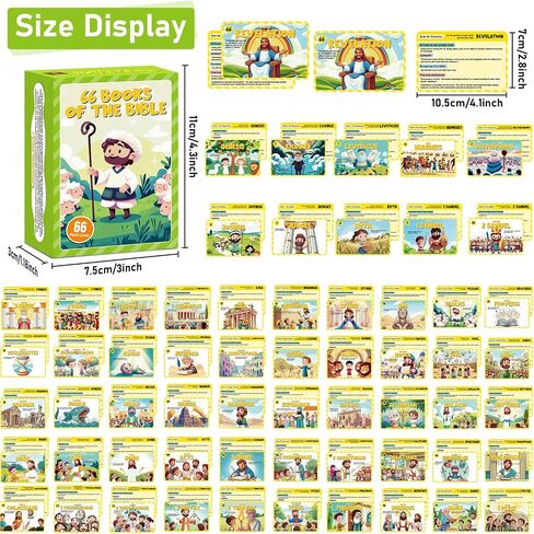 66 Books of The Bible Flash Cards Memory Verse Flashcards with Summary Figures Practical Application Christian Learning Tools for Sunday School, Homeschool, Bible Study, Teaching & Deep Understanding in Saudi Arabia
