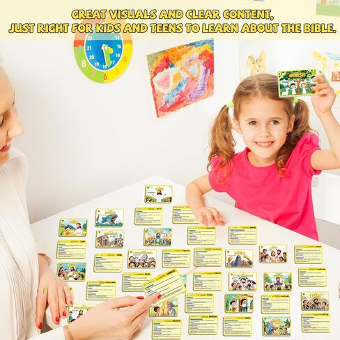 66 Books of The Bible Flash Cards Memory Verse Flashcards with Summary Figures Practical Application Christian Learning Tools for Sunday School, Homeschool, Bible Study, Teaching & Deep Understanding in Saudi Arabia