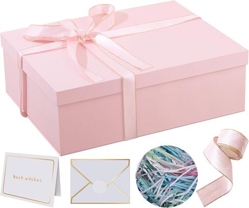 Rinrda Extra Hig Gift Box 16.5x13x5.5 بوصة ، صناديق هدايا بيضاء مع أغطية للهدايا ، مثالية لعيد الميلاد ، عيد الحب ، عيد الميلاد ، الذكرى السنوية ، تحتوي على بطاقة ، شريط ، حشو الورق المبشور. in Kuwait