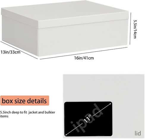 Rinrda Extra Hig Gift Box 16.5x13x5.5 بوصة ، صناديق هدايا بيضاء مع أغطية للهدايا ، مثالية لعيد الميلاد ، عيد الحب ، عيد الميلاد ، الذكرى السنوية ، تحتوي على بطاقة ، شريط ، حشو الورق المبشور. in Kuwait