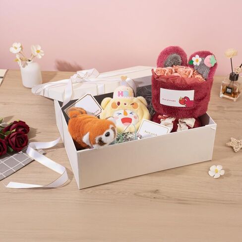 Rinrda Extra Hig Gift Box 16.5x13x5.5 بوصة ، صناديق هدايا بيضاء مع أغطية للهدايا ، مثالية لعيد الميلاد ، عيد الحب ، عيد الميلاد ، الذكرى السنوية ، تحتوي على بطاقة ، شريط ، حشو الورق المبشور. in Kuwait