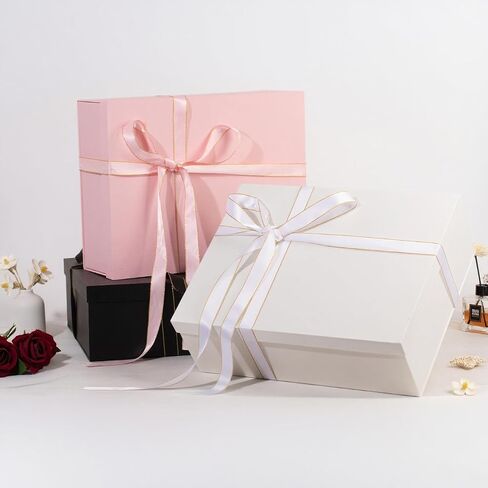 Rinrda Extra Hig Gift Box 16.5x13x5.5 بوصة ، صناديق هدايا بيضاء مع أغطية للهدايا ، مثالية لعيد الميلاد ، عيد الحب ، عيد الميلاد ، الذكرى السنوية ، تحتوي على بطاقة ، شريط ، حشو الورق المبشور. in Kuwait
