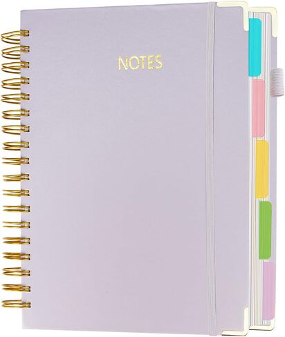 Layway 5 Subject College Ruled Notebook, Hardcover Spiral with Removable Dividers - 8x10 Inch 300 Pages No Bleed Paper for School, College, Work, Students (Pink) in Kuwait