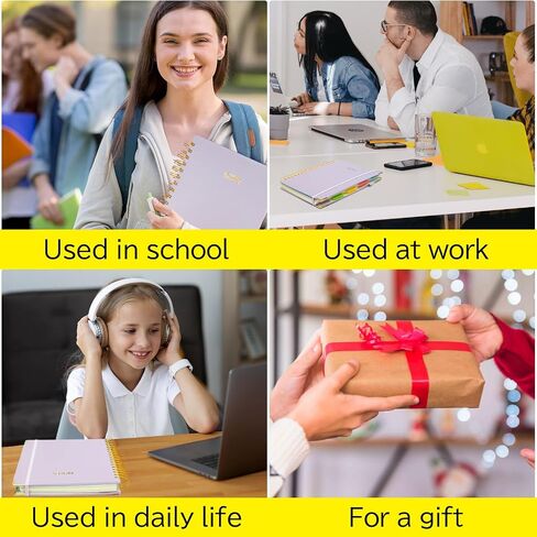 Layway 5 Subject College Ruled Notebook, Hardcover Spiral with Removable Dividers - 8x10 Inch 300 Pages No Bleed Paper for School, College, Work, Students (Pink) in Kuwait