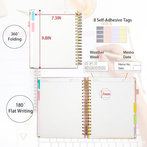 Layway 5 Subject College Ruled Notebook, Hardcover Spiral with Removable Dividers - 8x10 Inch 300 Pages No Bleed Paper for School, College, Work, Students (Pink) in Kuwait