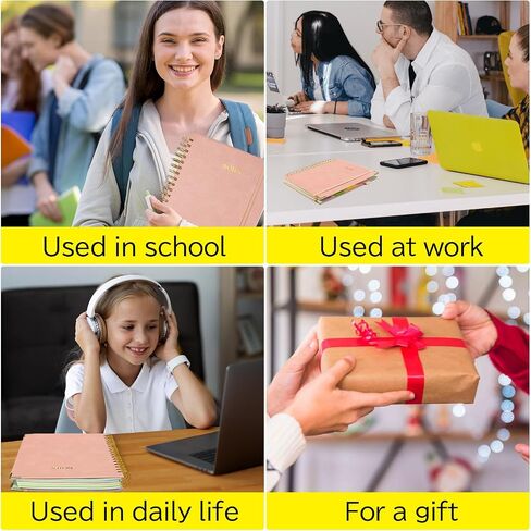 Layway 5 Subject College Ruled Notebook, Hardcover Spiral with Removable Dividers - 8x10 Inch 300 Pages No Bleed Paper for School, College, Work, Students (Pink) in Kuwait