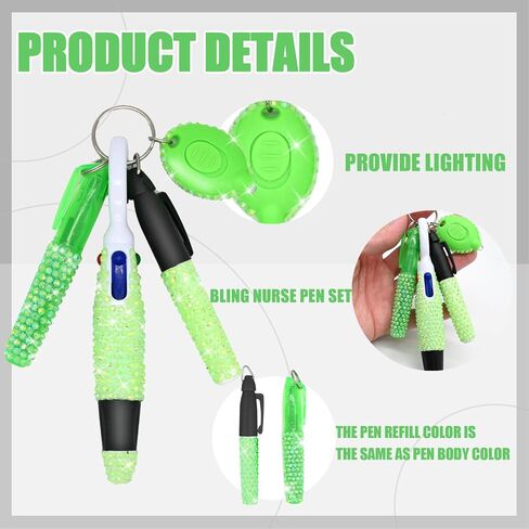 4 Pcs Bling Nurse Set - Nurse Badge Accessories Include Permanent Marker, Highlighter, Retractable Ball Pen (4, Green) in Saudi Arabia